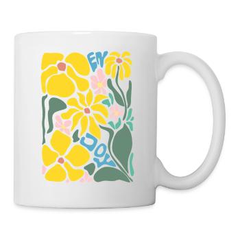Gute Laune Blumen - gelb - Tasse - Weiß - Rechts