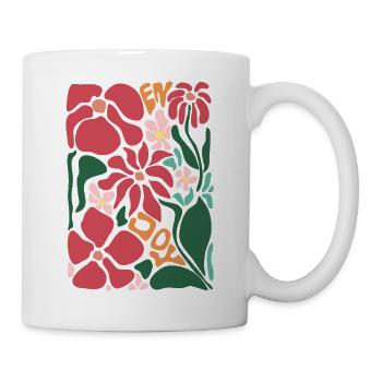 Gute Laune Blumen - rot - Tasse - Weiß - Rechts