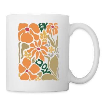 Orangene Blütenpracht - Enjoy - Tasse - Weiß - Rechts