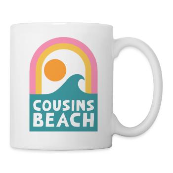 Cousins Beach – Retro Sunset Design - Tasse - Weiß - Rechts