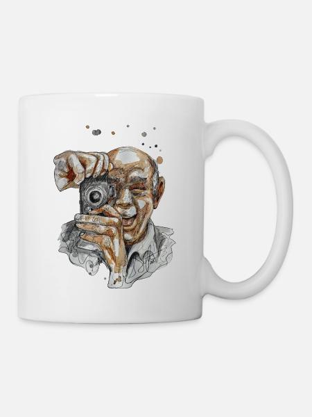 Selfie 2 Illustration Aquarell carographic - Tasse - Weiß