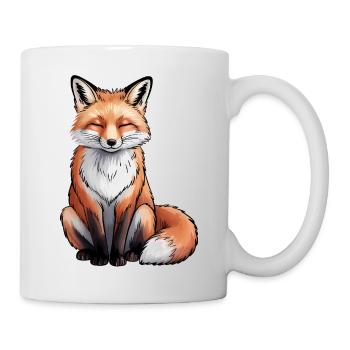 Fuchs sitzend - Tasse - Weiß - Rechts