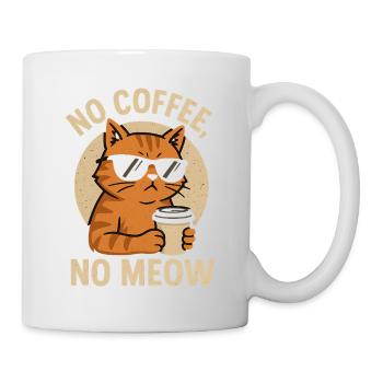 Coole Katze mit Sonnenbrille und Kaffeetasse - Tasse - Weiß - Rechts