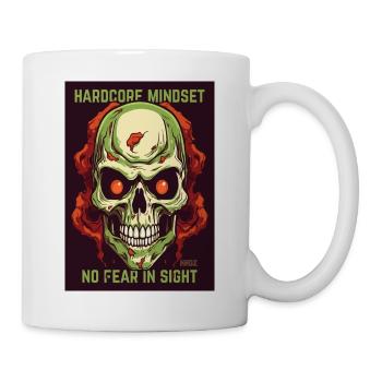 Gothischer Totenkopf mit Hardcore Spruch - Tasse - Weiß - Rechts