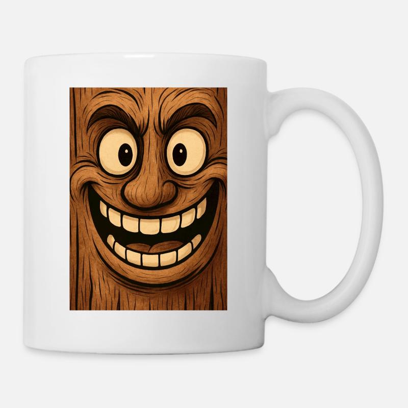 Holzmasken Lächelnde Grimasse - Tasse - Weiß