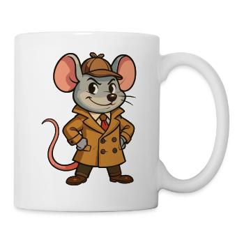 Detective Mouse Cartoon Illustration - Mug - white - Right