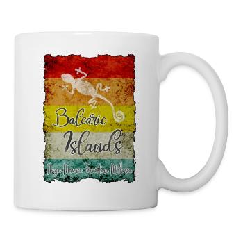 Balearic Islands Vintage Flag Design - Tasse - Weiß - Rechts