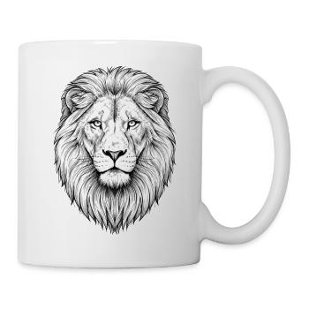 Majestätischer Löwenkopf im monochromen Design - Tasse - Weiß - Rechts