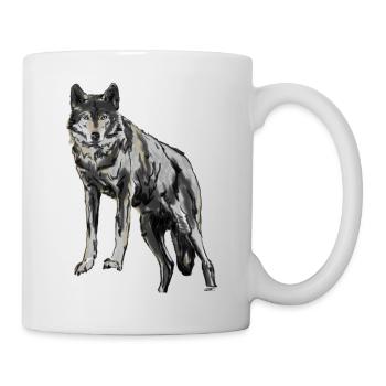 Wildewolf Illustration im Aquarellstil - Tasse - Weiß - Rechts
