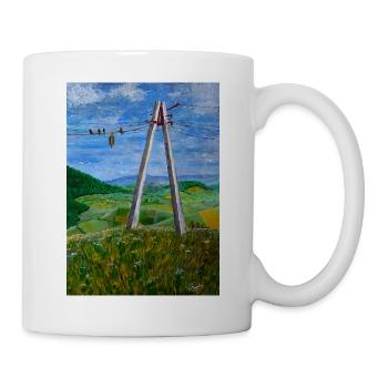 Reflexionen über ländliche Stromtrassen - Tasse - Weiß - Rechts