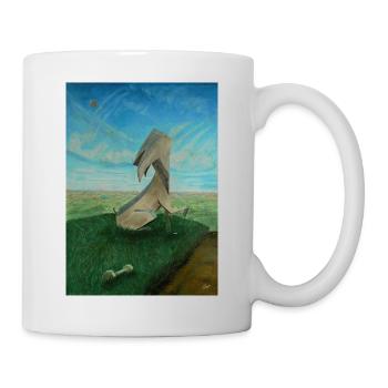 Chien marteau-potelet abstrait en acier dans un paysage surréaliste - Mug blanc - blanc - Droite