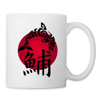 Black dolphin and red sun - Mug - white - Right