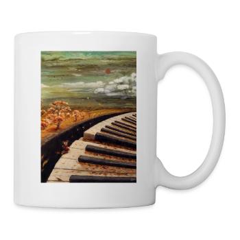 Herbstlicher Lebkuchenbär Klavierlandschaft - Tasse - Weiß - Rechts
