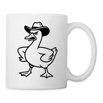 Funny angry goose with cowboy hat - Mug - white - Right