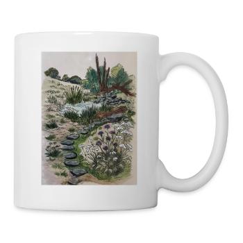 Landschaft mit Naturpfad und Wildblumen - Tasse - Weiß - Rechts