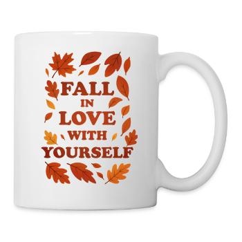 Fall in Love With Yourself – autumn graphic - Mug - white - Right