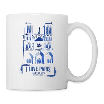 Notre Dame Cathedral in Blue Aquatint - Mug - white - Right