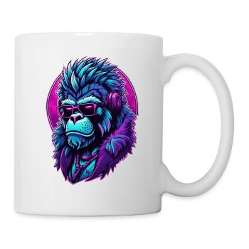 Intoxicated gorilla with headphones - Mug - white - Right