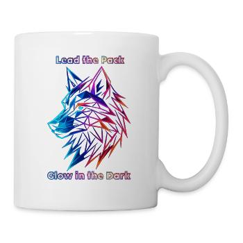 Illustration géométrique de loup au néon - Mug blanc - blanc - Droite