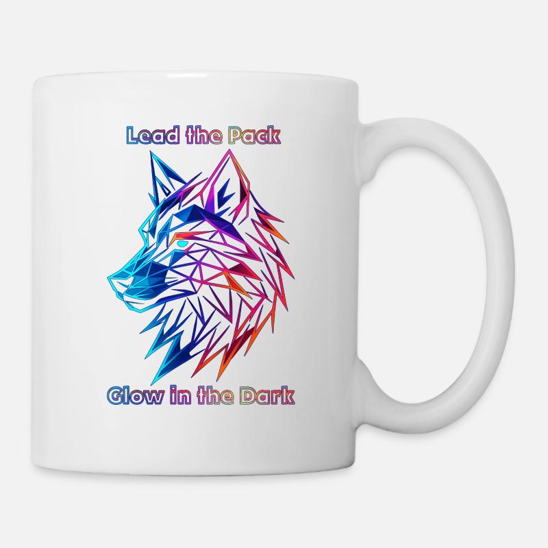 Neon Geometric Wolf Illustration - Mug - white