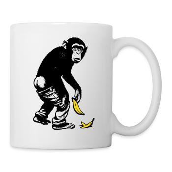 Singe graphique avec banane glisse dans le pantalon - Mug blanc - blanc - Droite