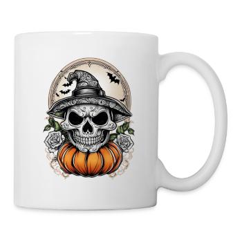 Halloween Witch Head with Pumpkin and Bats - Mug - white - Right