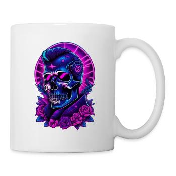 Neon Gothic Skull mit Kopfhörern - Tasse - Weiß - Rechts