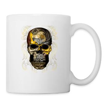 Ornement de crâne doré - Mug blanc - blanc - Droite