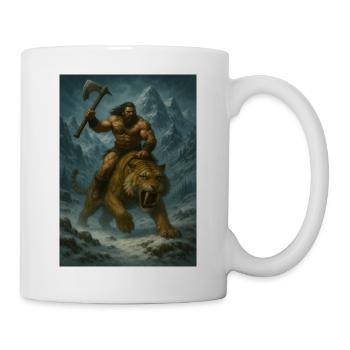 Wild Warrior on Sabertooth Tiger – Art - Mug - white - Right