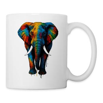 Bunter Elefant Regenbogen - Tasse - Weiß - Rechts