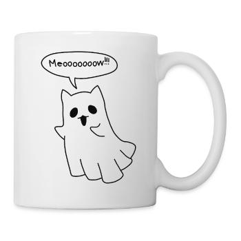 Chat fantôme effrayant - Miaulement d’Halloween - Mug blanc - blanc - Droite