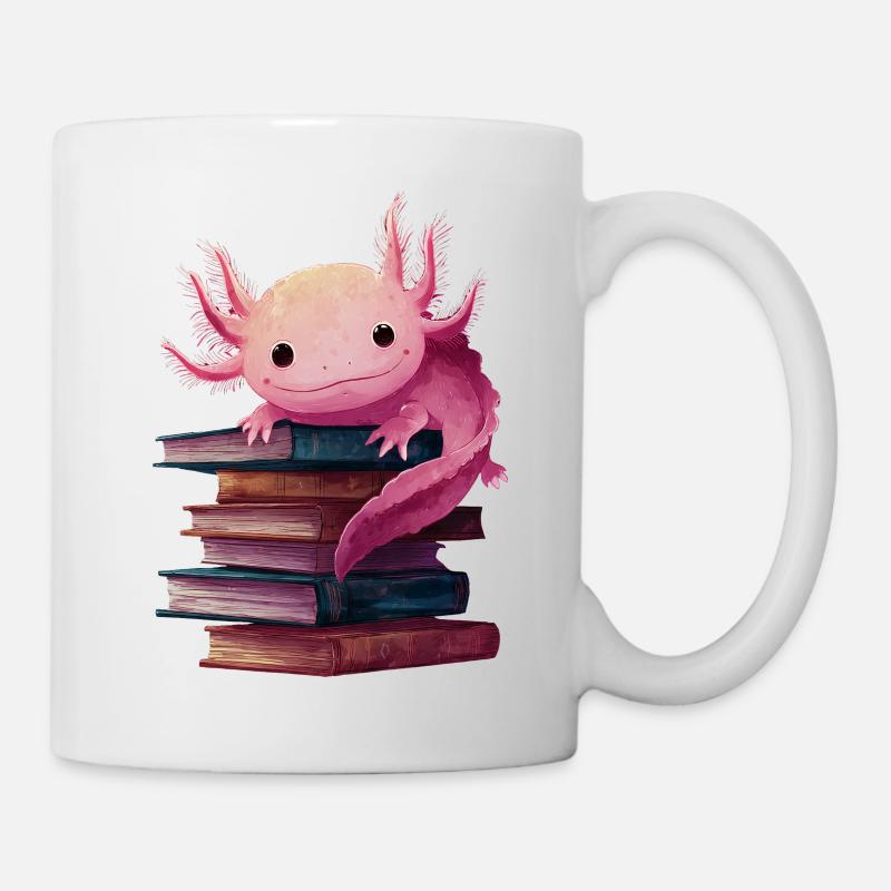 Axolotl Bücher Lesen Bücherwurm - Tasse - Weiß