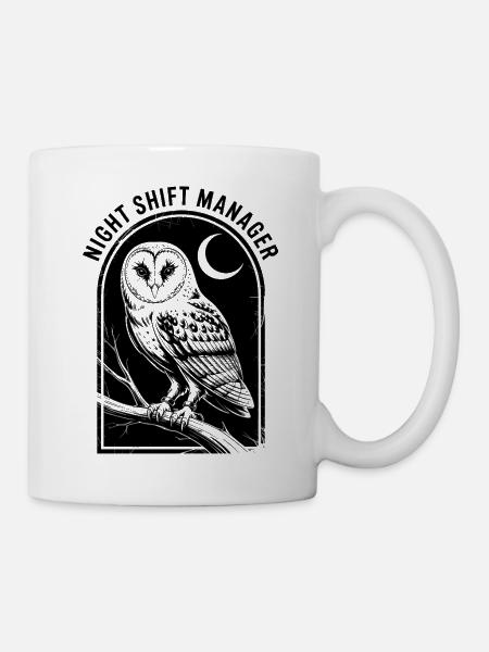 Nachtschicht-Eulenleiter - Tasse - Weiß