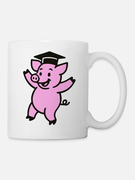 Diplom Pig - Tasse - Weiß