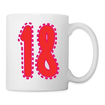 18. 18 JAHRE ALT. 18-JÄHRIGES JUBILÄUM. 18. GEBURTSTAG. - Tasse - Weiß - Rechts