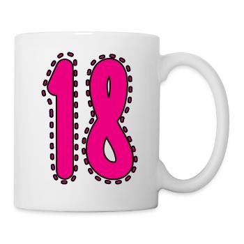 18. 18 JAHRE ALT. 18-JÄHRIGES JUBILÄUM. 18. GEBURTSTAG. - Tasse - Weiß - Rechts
