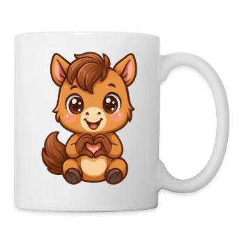 Cute horse with heart hands - Mug - white - Right