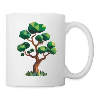 Baum - Cooles Low Poly Logo - Tasse - Weiß - Rechts