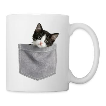 Cat Pocket peeks cute cat in the pocket - Mug - white - Right