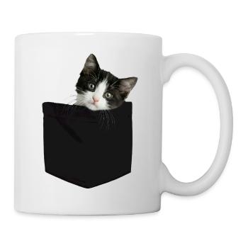 Cat Pocket peeks cute cat in the pocket - Mug - white - Right