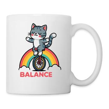 Équilibre du chat sur arc-en-ciel - Mug blanc - blanc - Droite