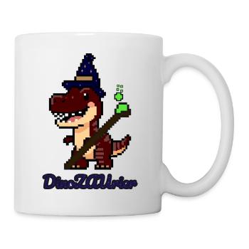 DinoZAUrier – Pixel Art Dinosaurier mit Zauberhut - Tasse - Weiß - Rechts
