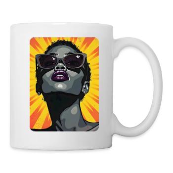 Schwarze Frau Pop Art Design - Tasse - Weiß - Rechts