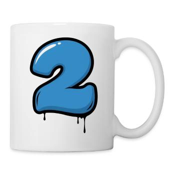 Graffiti Blau Zahl 2 Tropfen - Tasse - Weiß - Rechts
