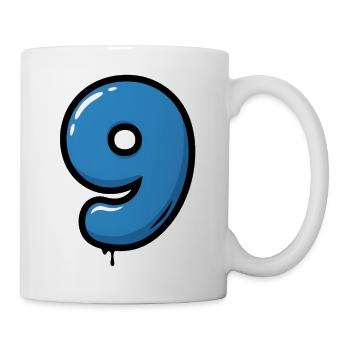 Glimmender Zahlenballon 9 - Tasse - Weiß - Rechts