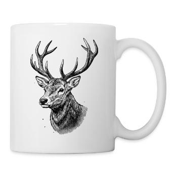 Deer Head Woodcut - Mug - white - Right