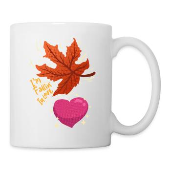Je tombe amoureux - feuille d’érable qui tombe amoureuse - Mug blanc - blanc - Droite