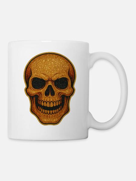 Glitzernder Goldschädel Schädel-Design - Tasse - Weiß