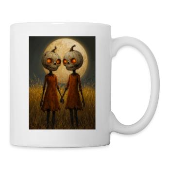 Kürbis-Zwillinge im Mondschein - Tasse - Weiß - Rechts