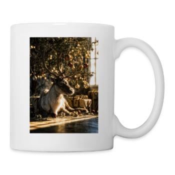 Rentiere unter der Weihnachtsbeleuchtung - Tasse - Weiß - Rechts